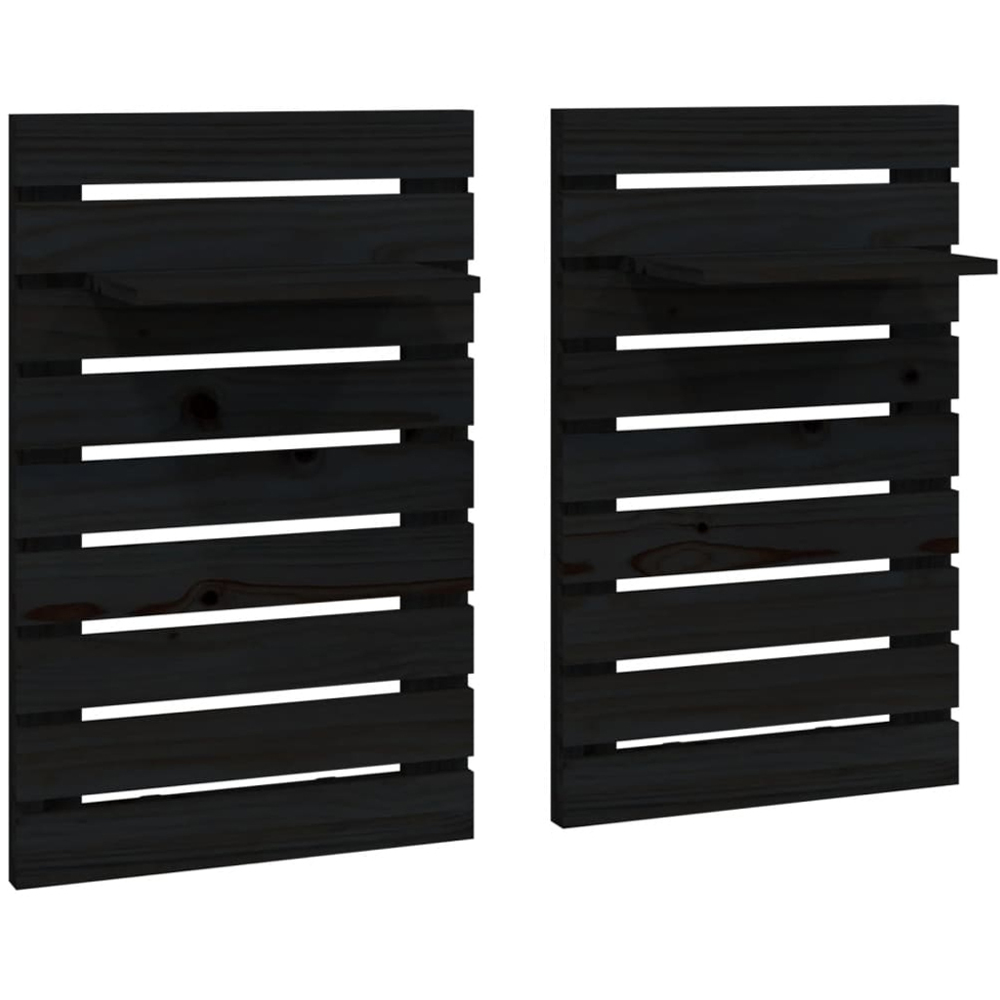 vidaXL Black Adjustable Wall-Mounted Bedside Shelf Set of 2 Image 4