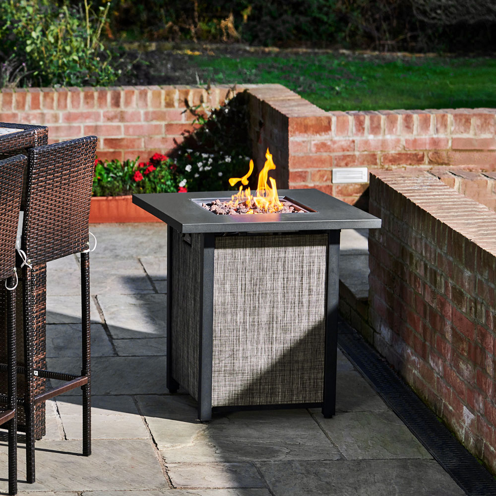 Teamson Home Textilene Metal and Propane Firepit with Lava Rock and Regulator Image 2