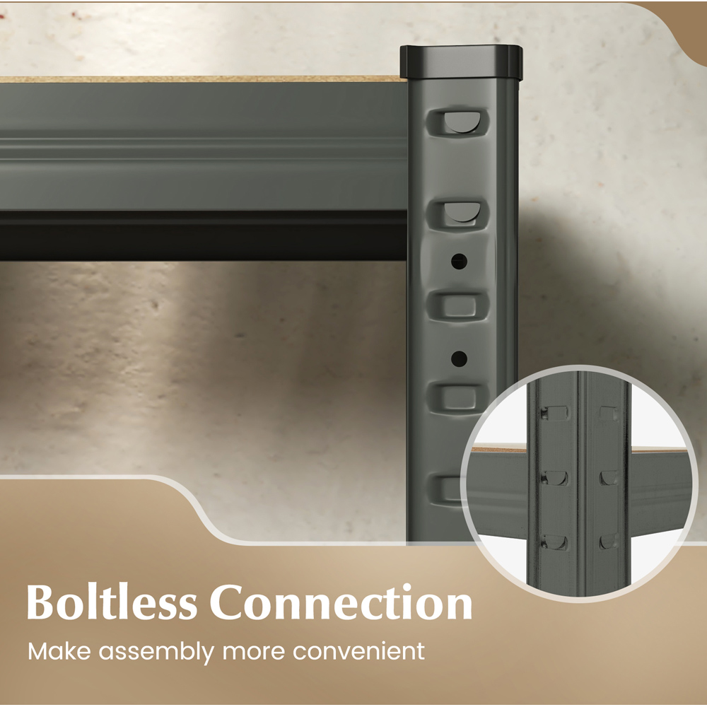 Costway Grey 5 Tier Metal Anti Tipping Shelving Unit Image 8