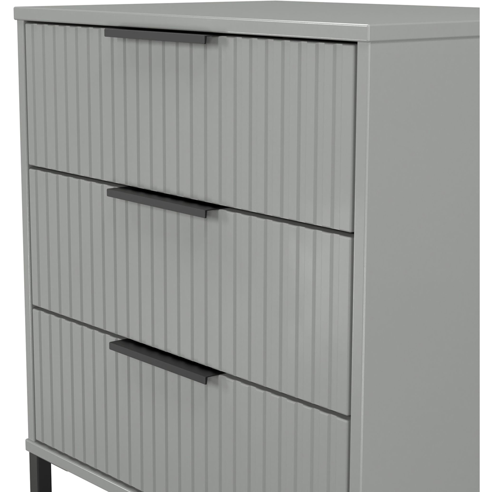 Crowndale Fluted 3 Drawer Dusk Grey Midi Chest of Drawers Ready Assembled Image 5