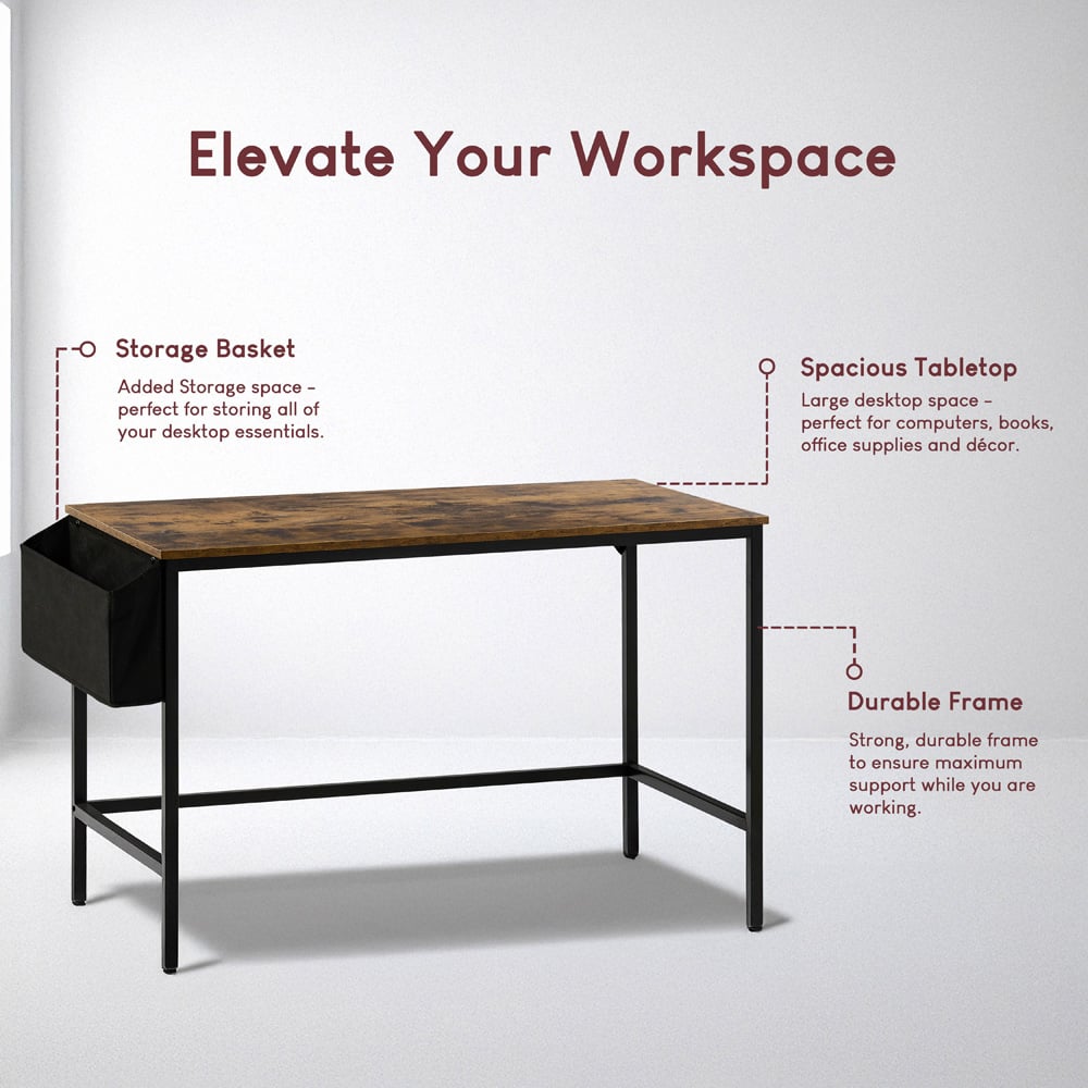 Vida Designs Brooklyn Dark Wood Large Computer Desk Image 5