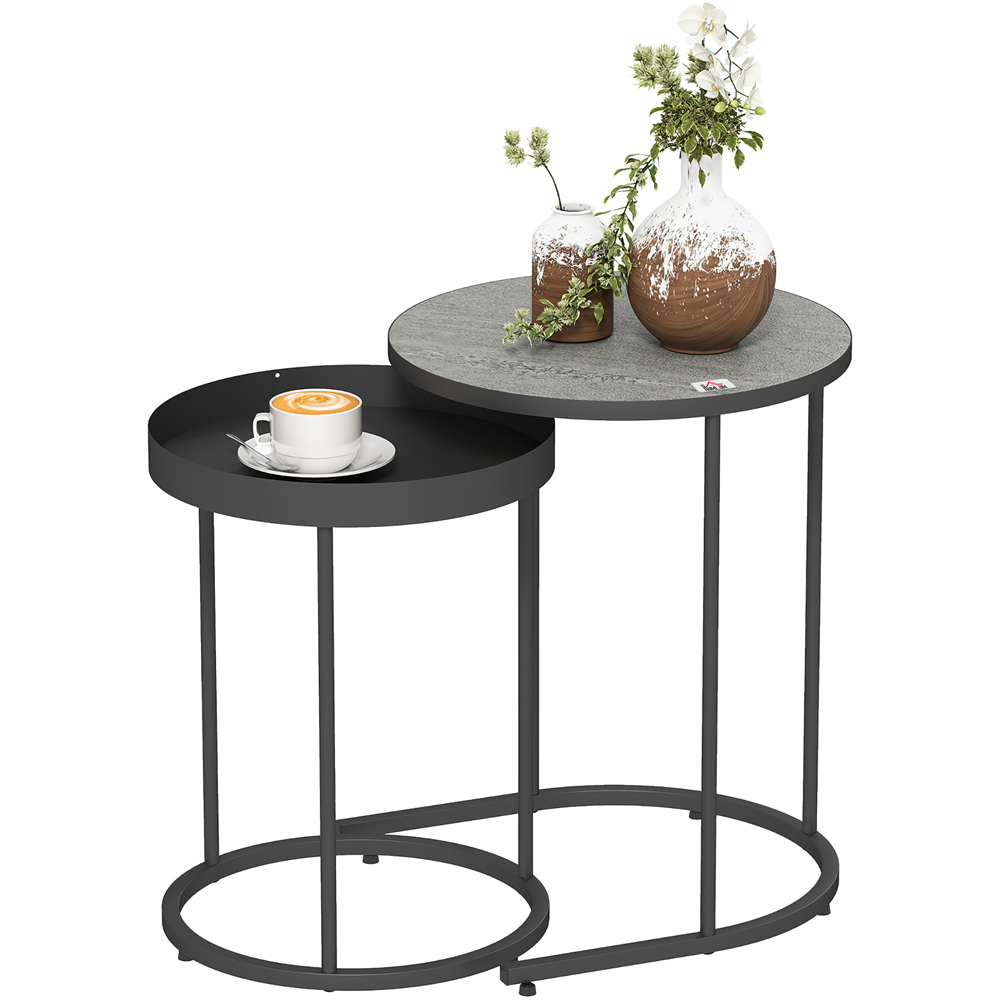 Portland Grey Industrial Round Nest of Tables Set of 2 Image 2