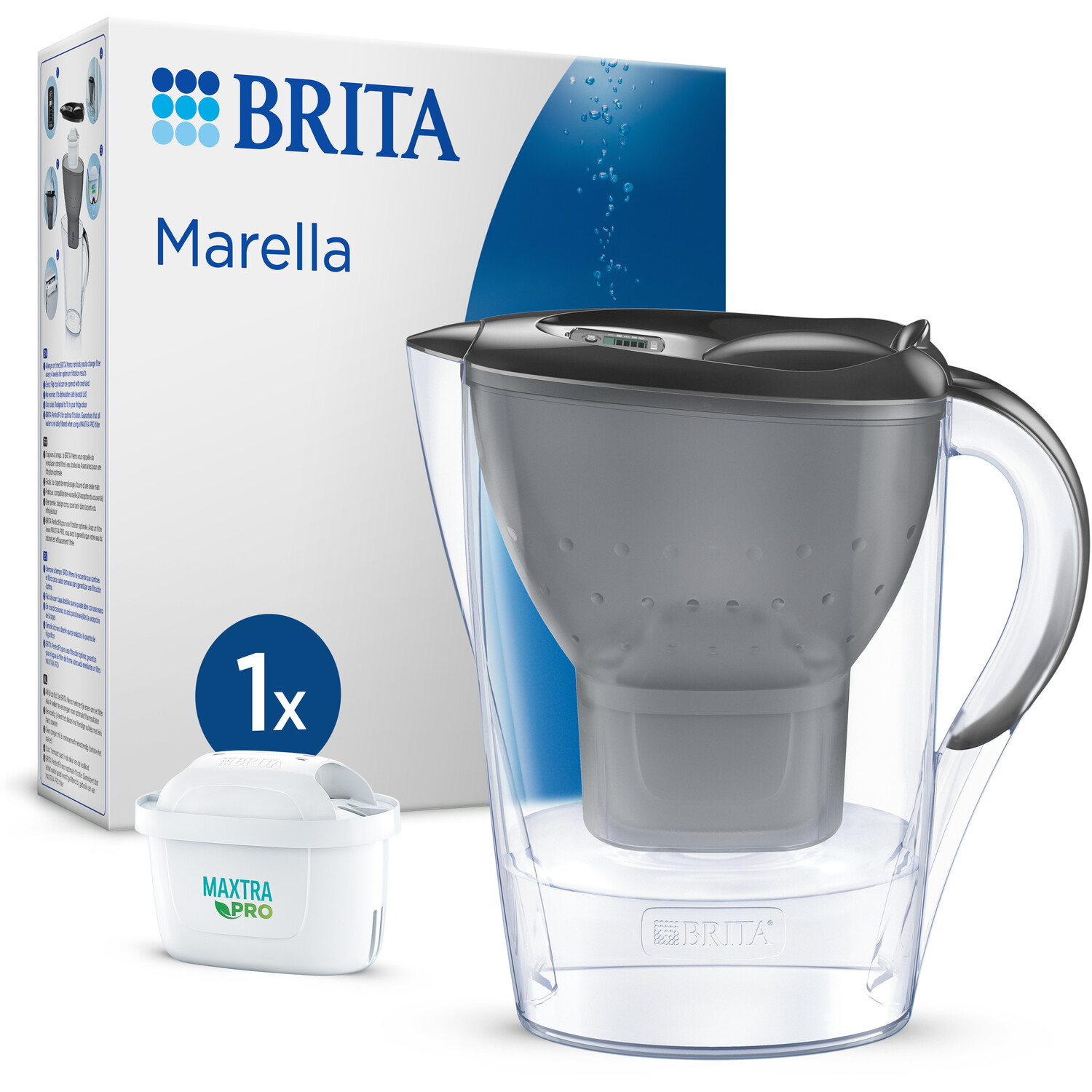 BRITA Marella 2.4L Cool Graphite Water Filter Jug Image 2