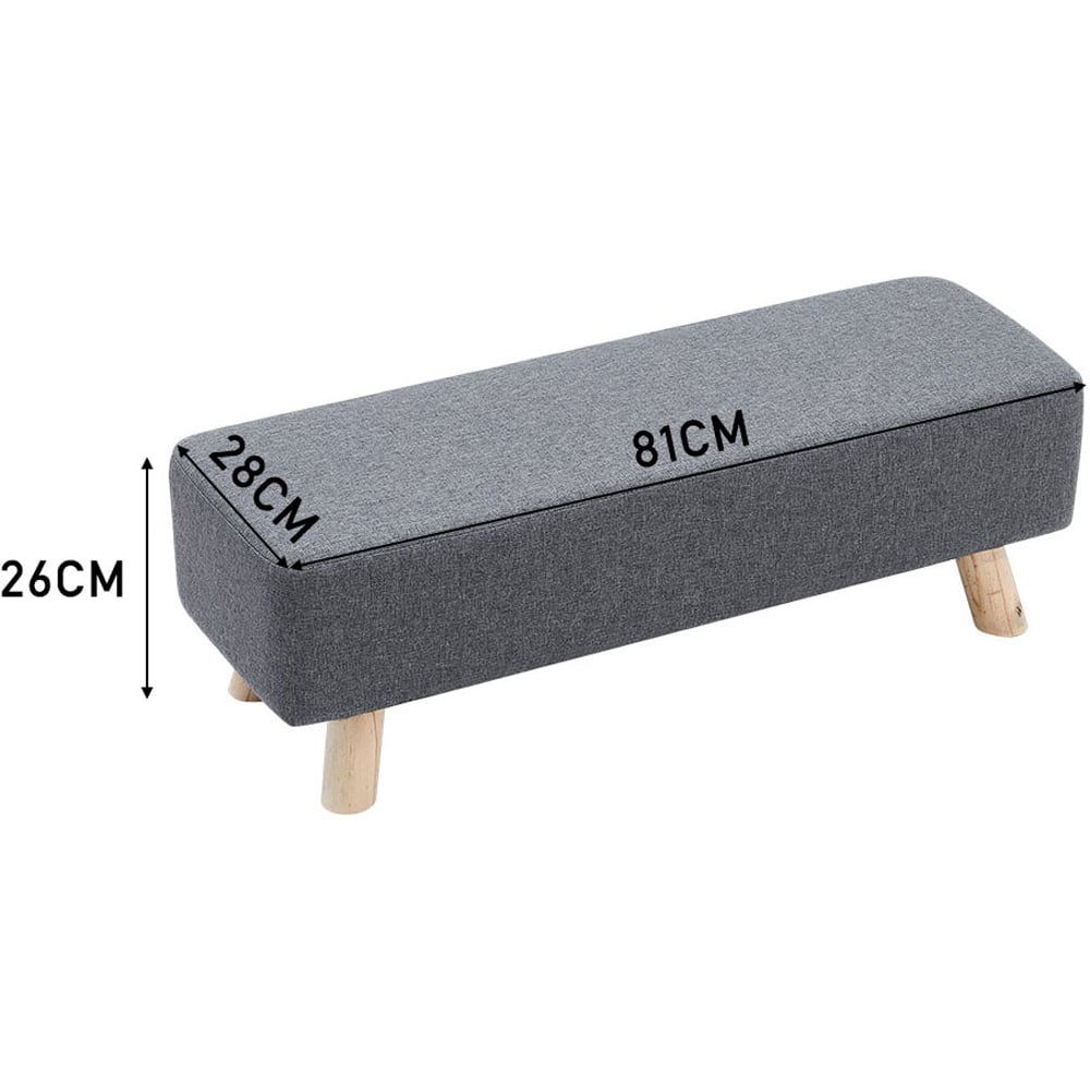 Living and Home Dark Grey Rectangular Tofu-shaped Footrest with Wooden Legs Image 6