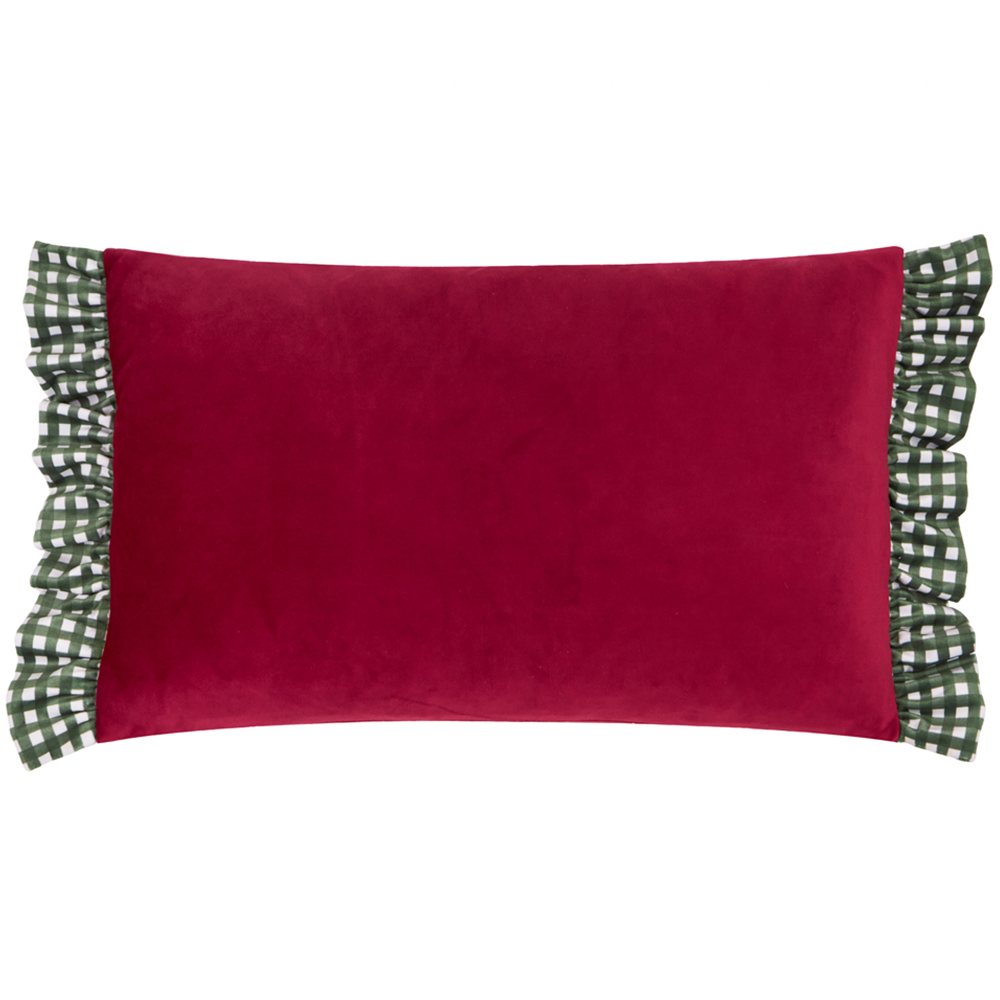 Furn Ditsy Bows Red and Green Velvet Cushion 30 x 50cm Image 2