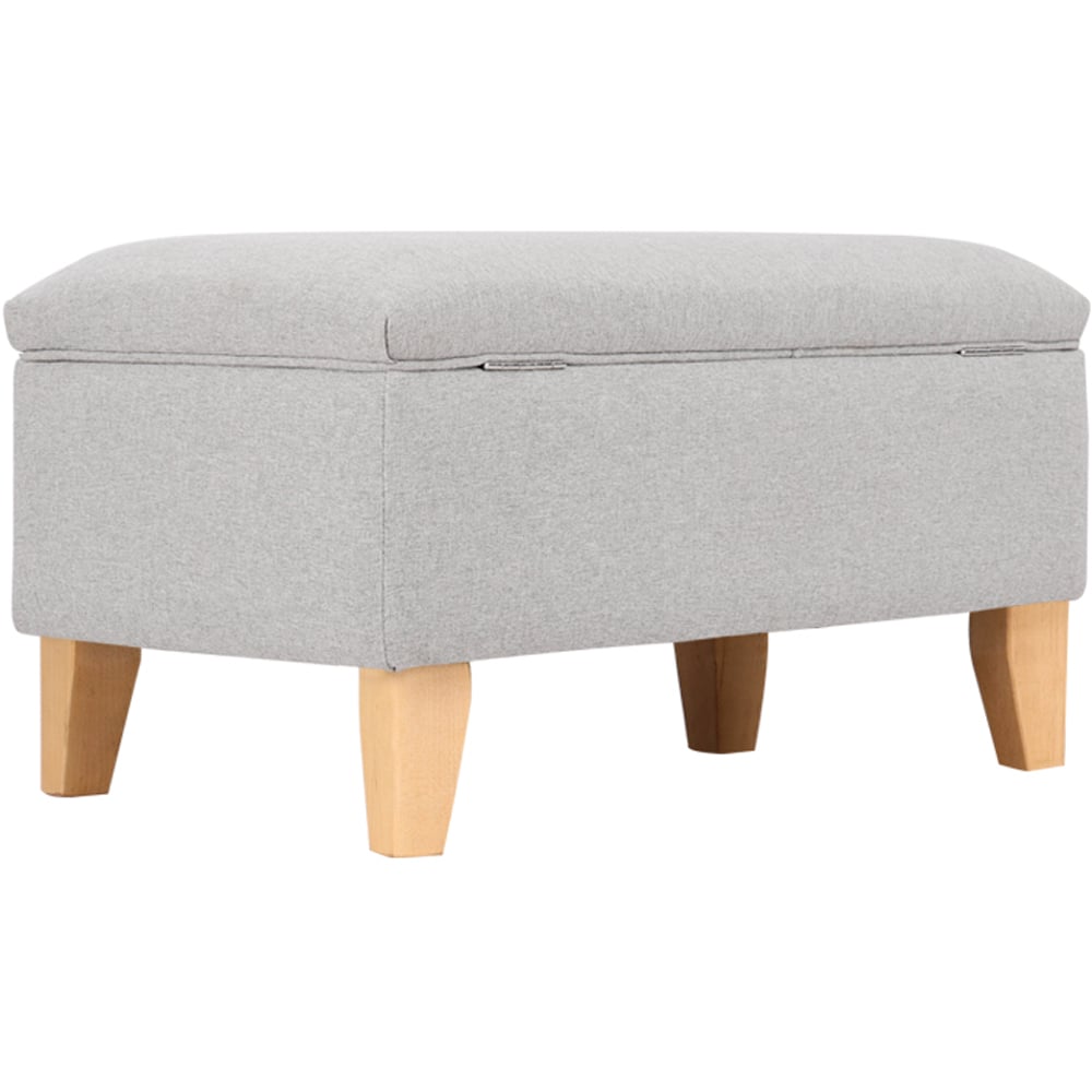 Living and Home Grey Linen Upholstered Storage Ottoman Image 7