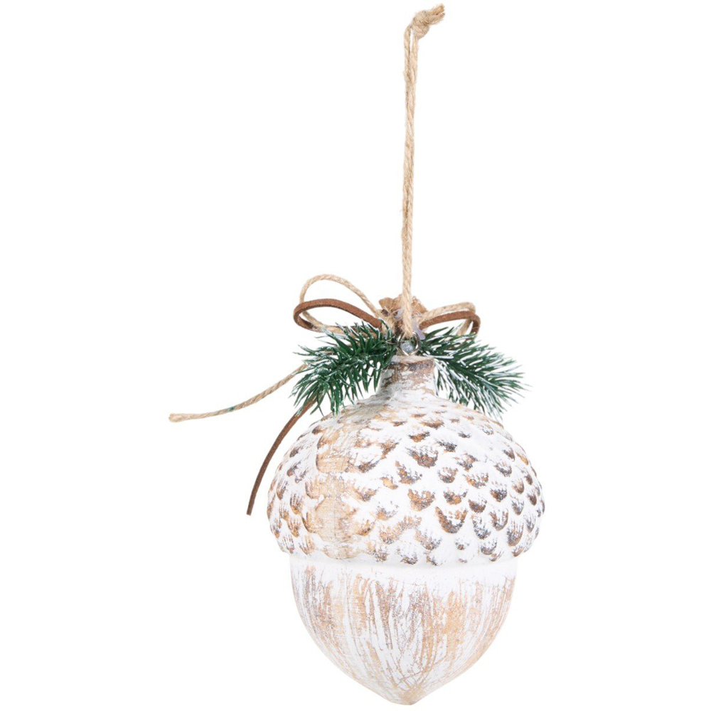 Scandi Pinecone Decoration White Image 3