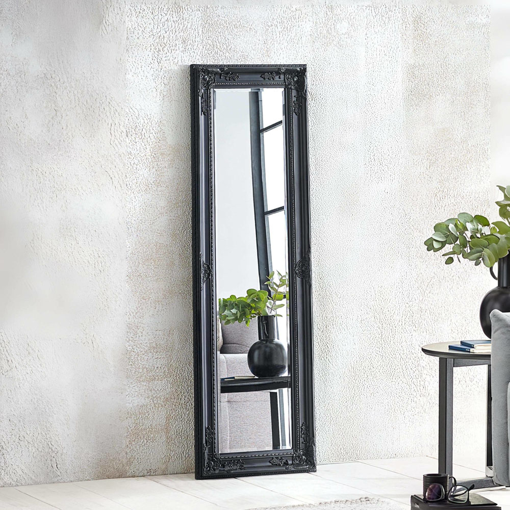 Julian Bowen Palais Black Baroque-Inspired Wooden Full Length Dressing Mirror 130 x 40cm Image 2