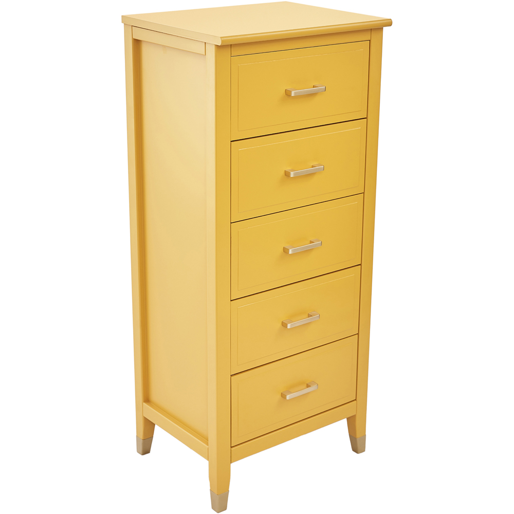 Palazzi 5 Drawer Mustard Narrow Chest of Drawers Image 2