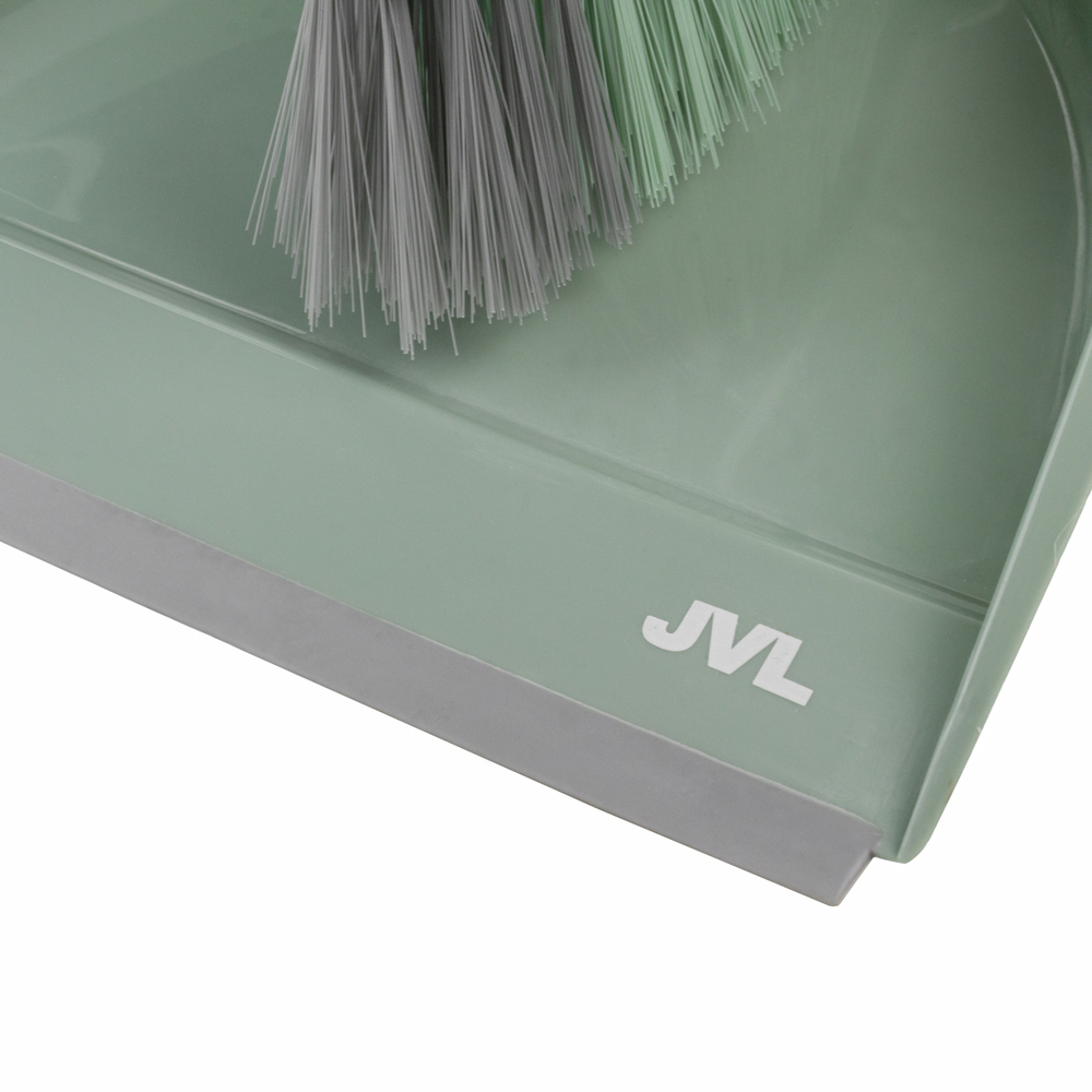 JVL Cleaning Green Rubber Grip Dust Pan and Brush Set Image 4
