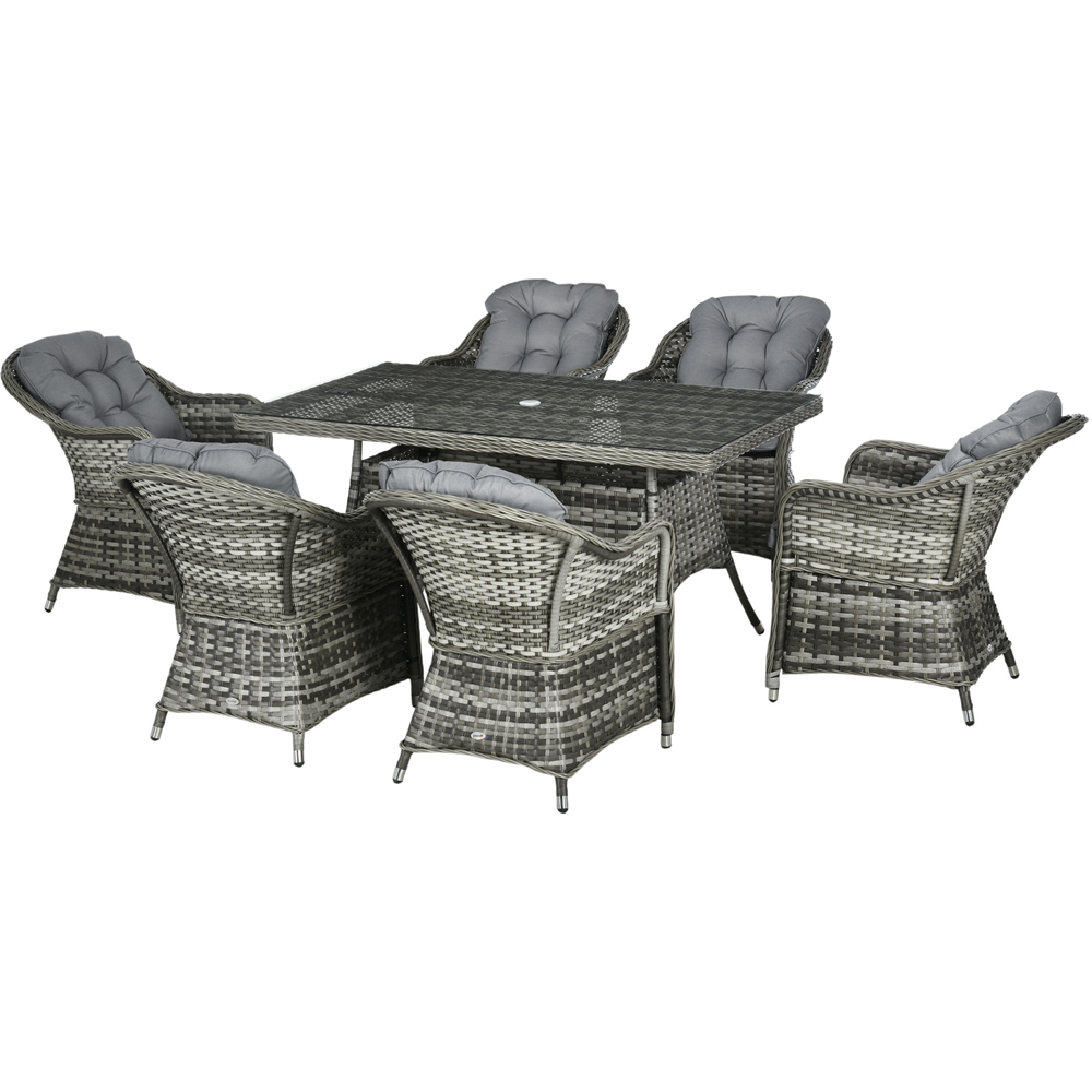 Outsunny 6 Seater Grey PE Rattan Garden Dining Set Image 2