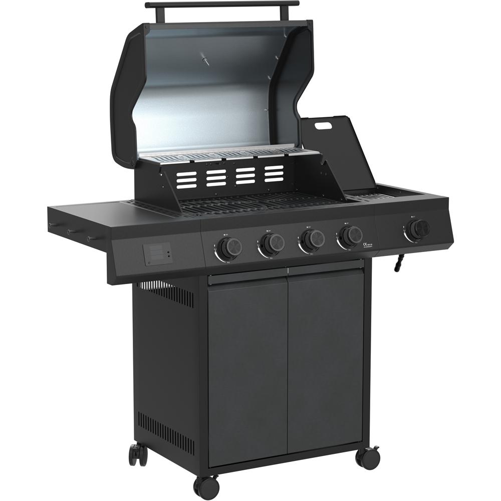 Ottimo Pro 380 4 Burner Matt Grey Gas BBQ with Side Burner and Storage Cabinet Image 4