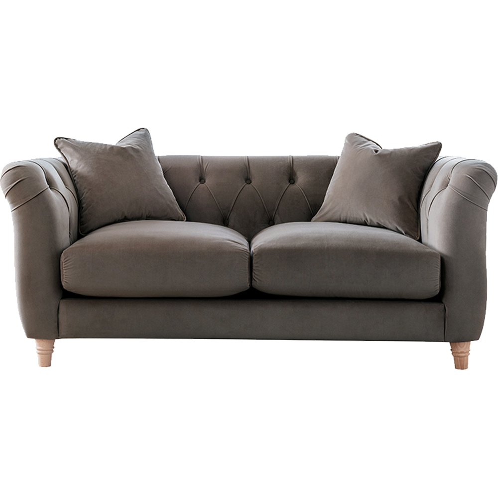 Elsie Chesterfield 2 Seater Mushroom Plush Velvet Sofa Image 2