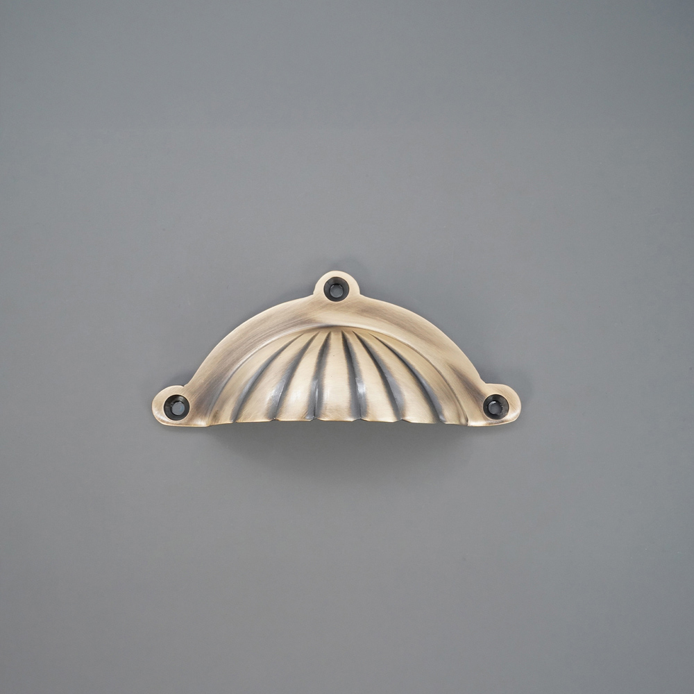 Spira Brass Shell Antique Brass Cup Pull Drawer Handle Image 2