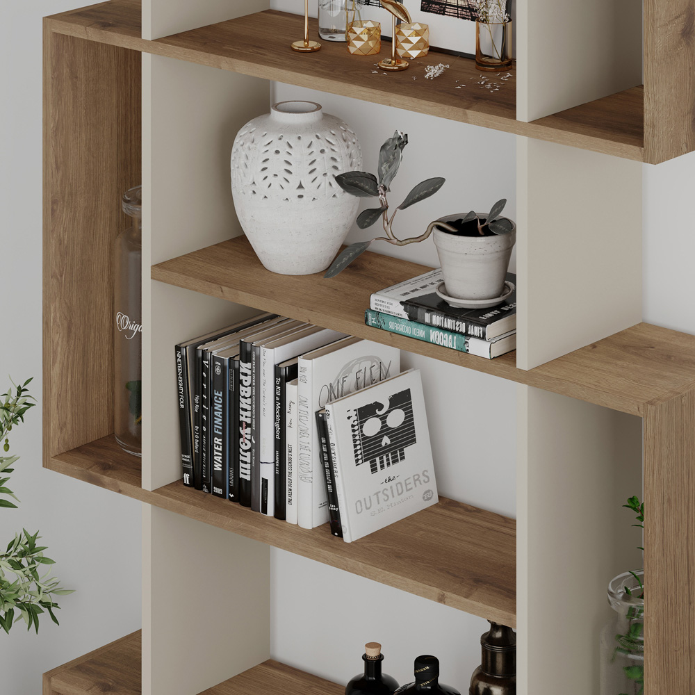 Decortie Mito 13 Shelf Hitit and Sandstone Wall Mounted Bookcase Display Unit Image 3