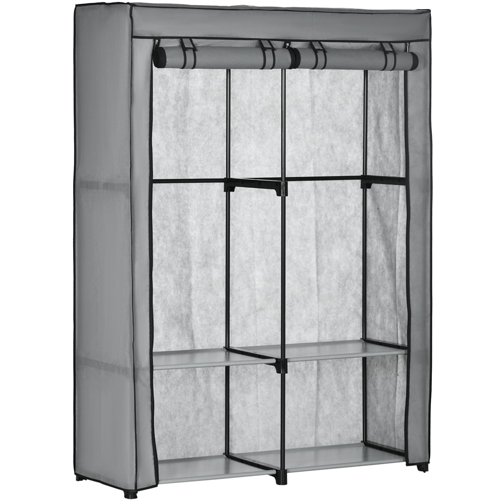 Portland Light Grey Foldable Metal and Fabric Coat Rack Image 1