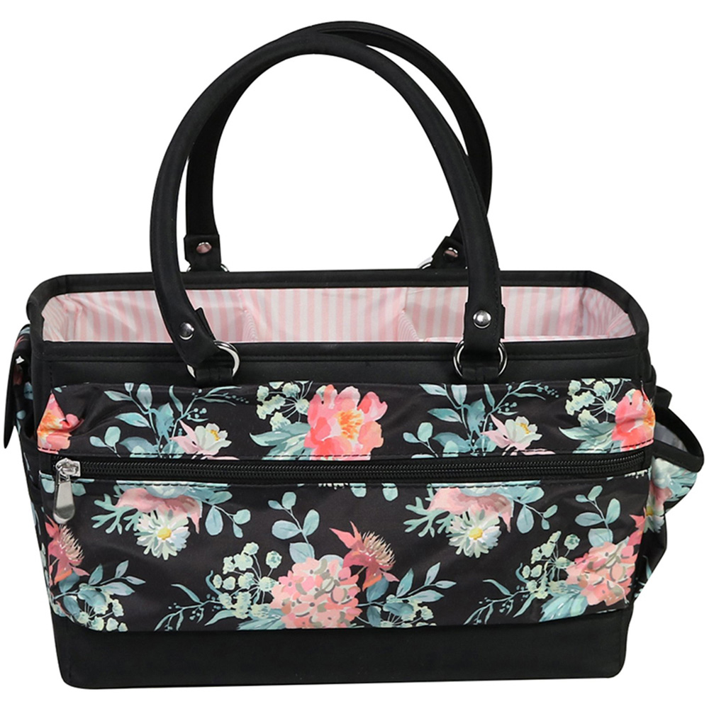 Everything Mary EVM12619-5 Black Floral Deluxe Tote Caddy 30.4 x 21.6 x 19cm Image 5