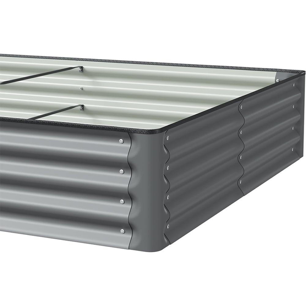 Living and Home Dark Grey Rectangular Galvanised Steel Raised Garden Bed 180 x 120cm Image 4