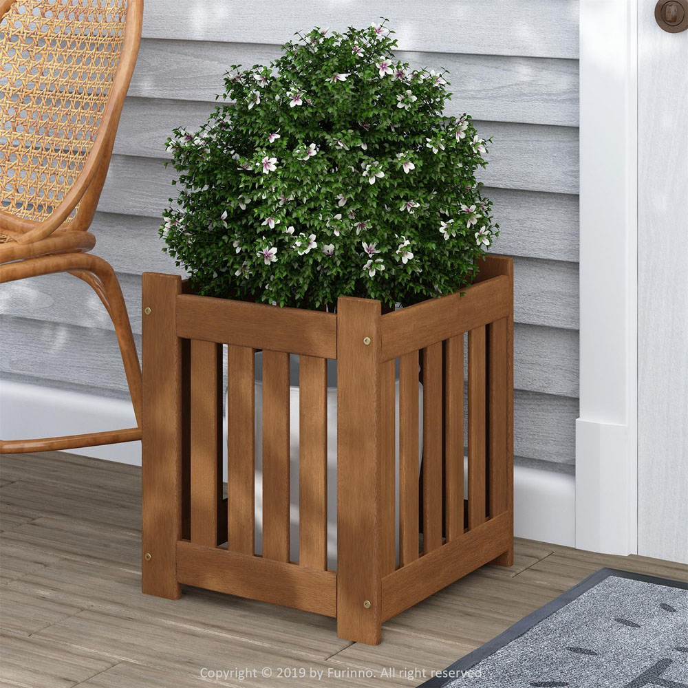 Walplus Teak Oil Hardwood Outdoor Planter Box 45 x 40cm Image 2