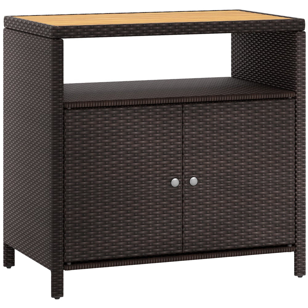 Costway 2 Door Single Shelf Brown Rattan Storage Cabinet Image 1