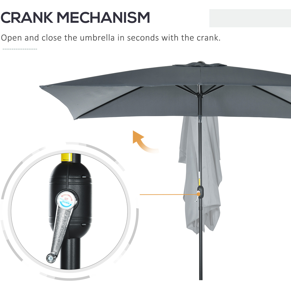 Outsunny Dark Grey Crank and Tilt Parasol 3 x 2m Image 5