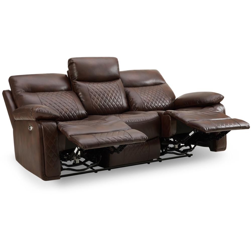 Home Detail Carson 3 Seater Brown Faux Leather Electric Recliner Sofa Image 5