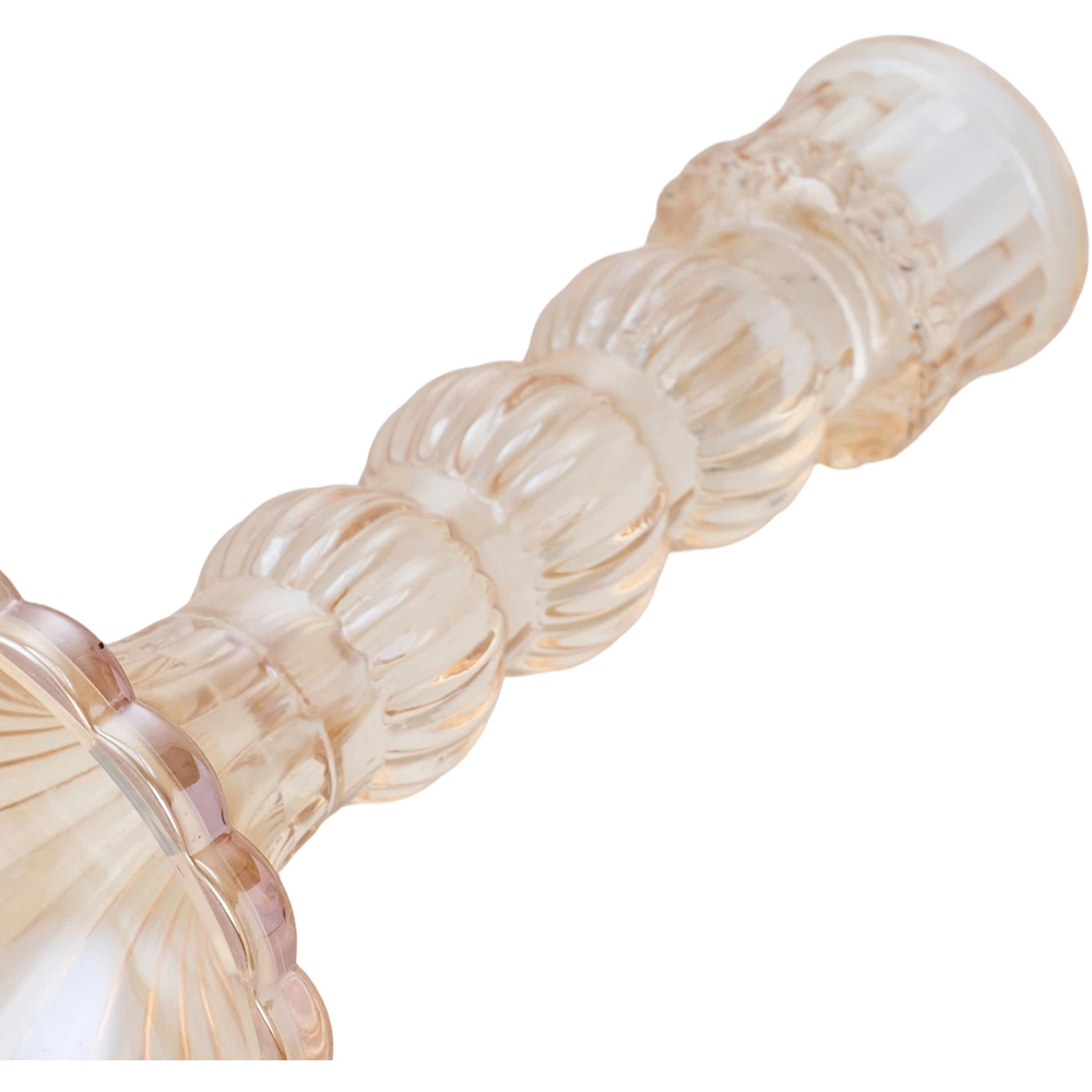 Living and Home Amber Glass Fluted Candlestick Holder Set of 3 Image 7