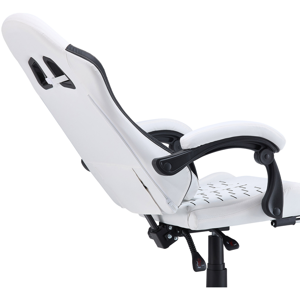 Living and Home White and Black Reclining Backrest Gaming Chair with Massage and Footrest Image 5