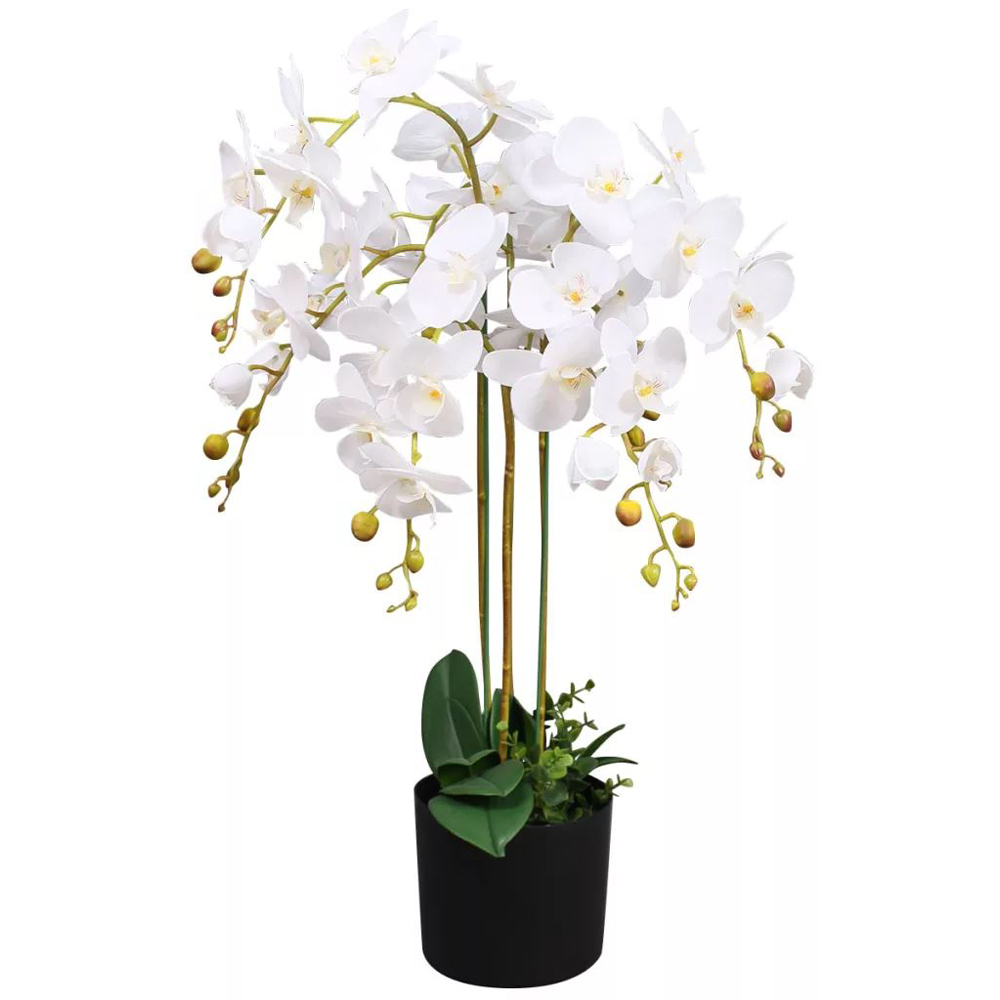 Leaf White Orchid Flower Artificial Plant in Pot 85cm Image