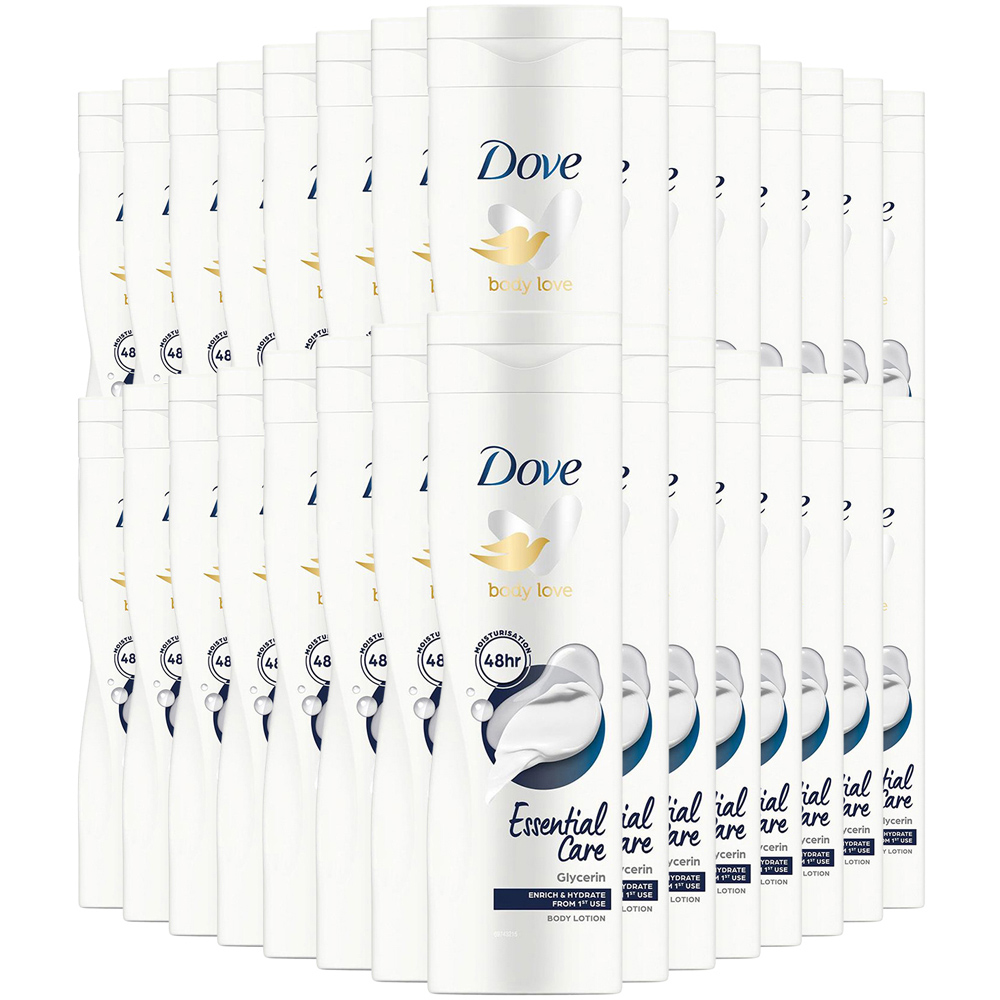 Dove Essential Care Glycerin Dry Skin Body Lotion with Deep Care Complex 250ml 30 Pack Image 1