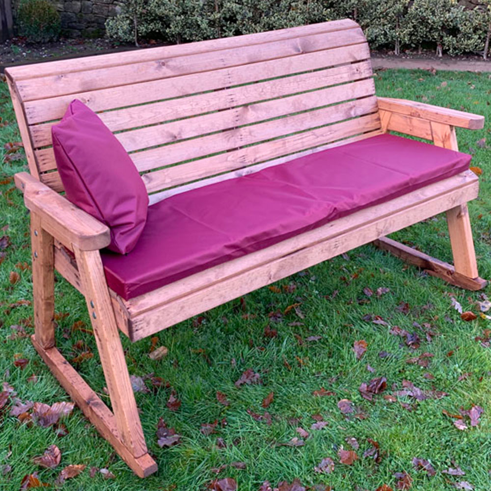 Charles Taylor 3 Seater Rocker Bench with Red Cushions Image 1