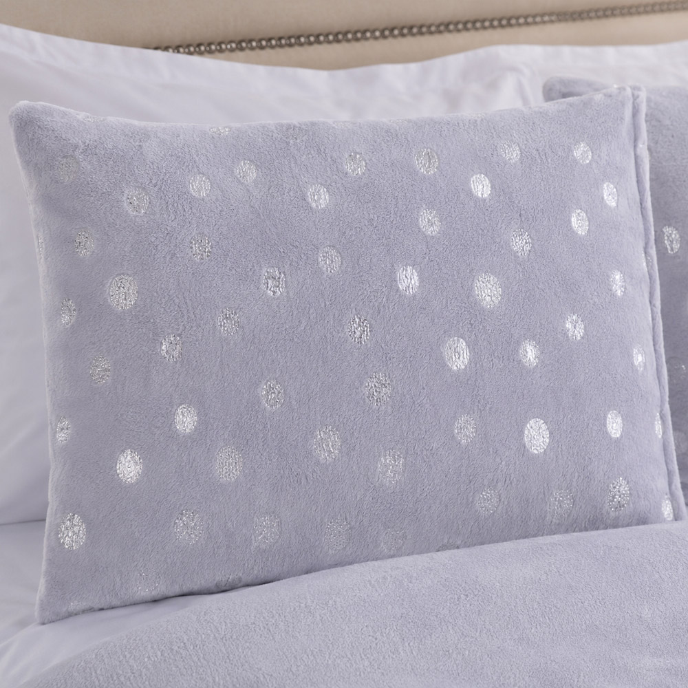 Smart Living Super King Size Grey Fleece Foil Polka Dot Duvet Set Image 3