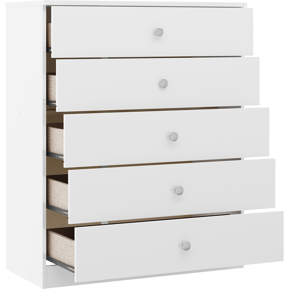 Seconique Denver 5 Drawer White Gloss Storage Chest Image 4