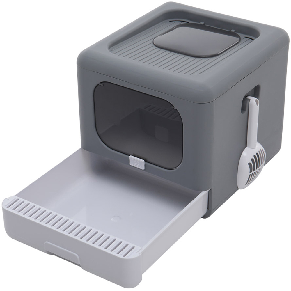H&O Direct Grey Fully Enclosed Cat Toilet Litter Box 39 x 40 x 44cm Image 3