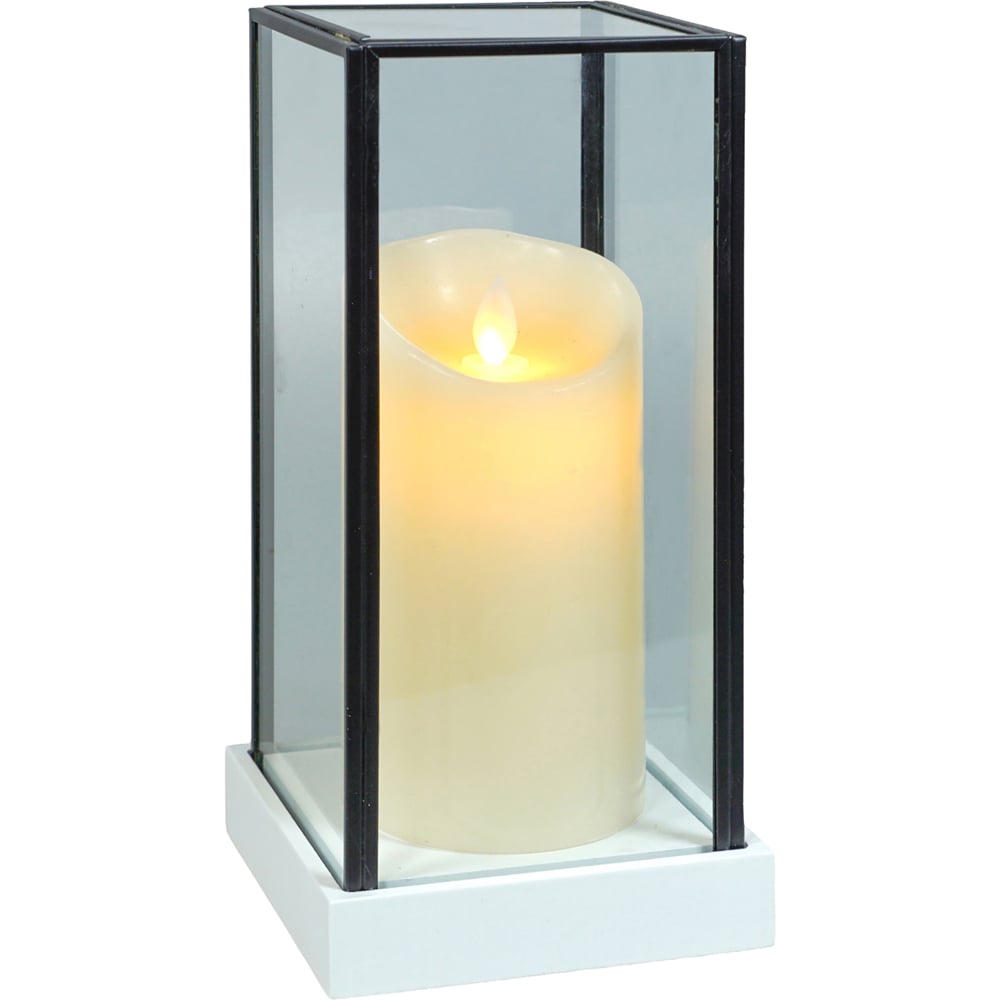 Xmas Haus Hurricane Large Glass Candle Holder with LED Candle Image 1