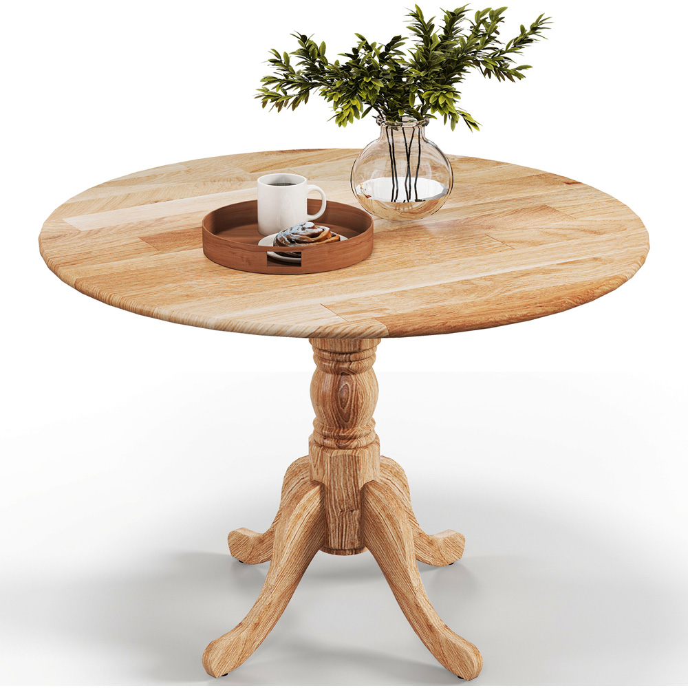 Costway 4 Seater Natural Wooden Round Dining Table Image 3
