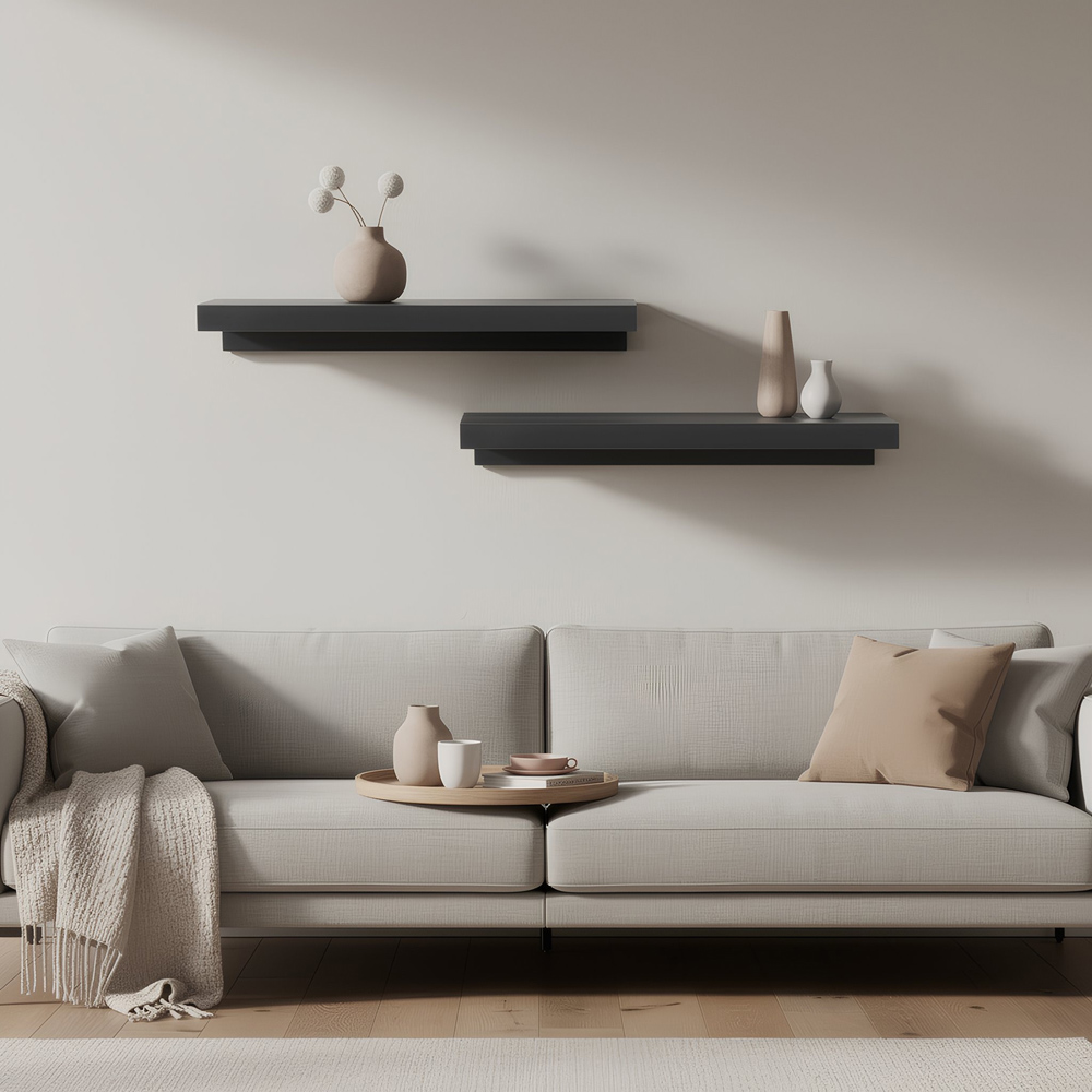 Harbour Housewares 60cm 6 Pack Grey Floating Shelf Image 4