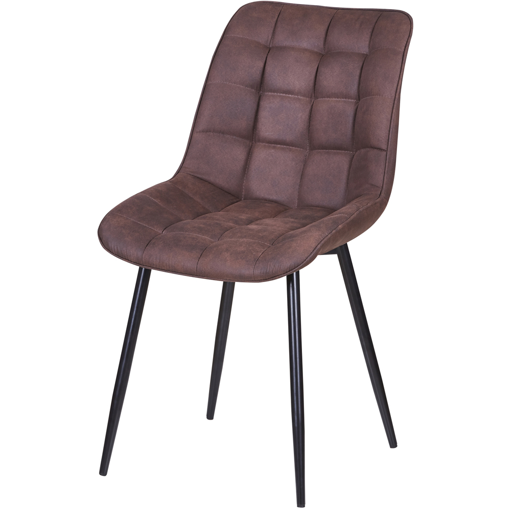 Alba Set of 2 Brown Suede Effect Plush Padded Dining Chairs Image 3