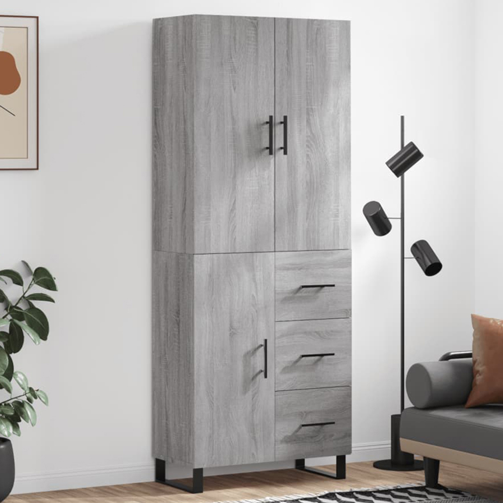 vidaXL 3 Door 3 Drawer Sonoma Grey Highboard Image