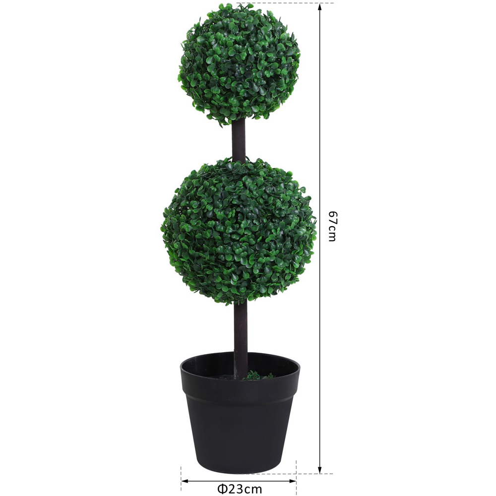 Outsunny Boxwood Ball Tree Artificial Plant In Pot 2.2ft 2 Pack Image 3