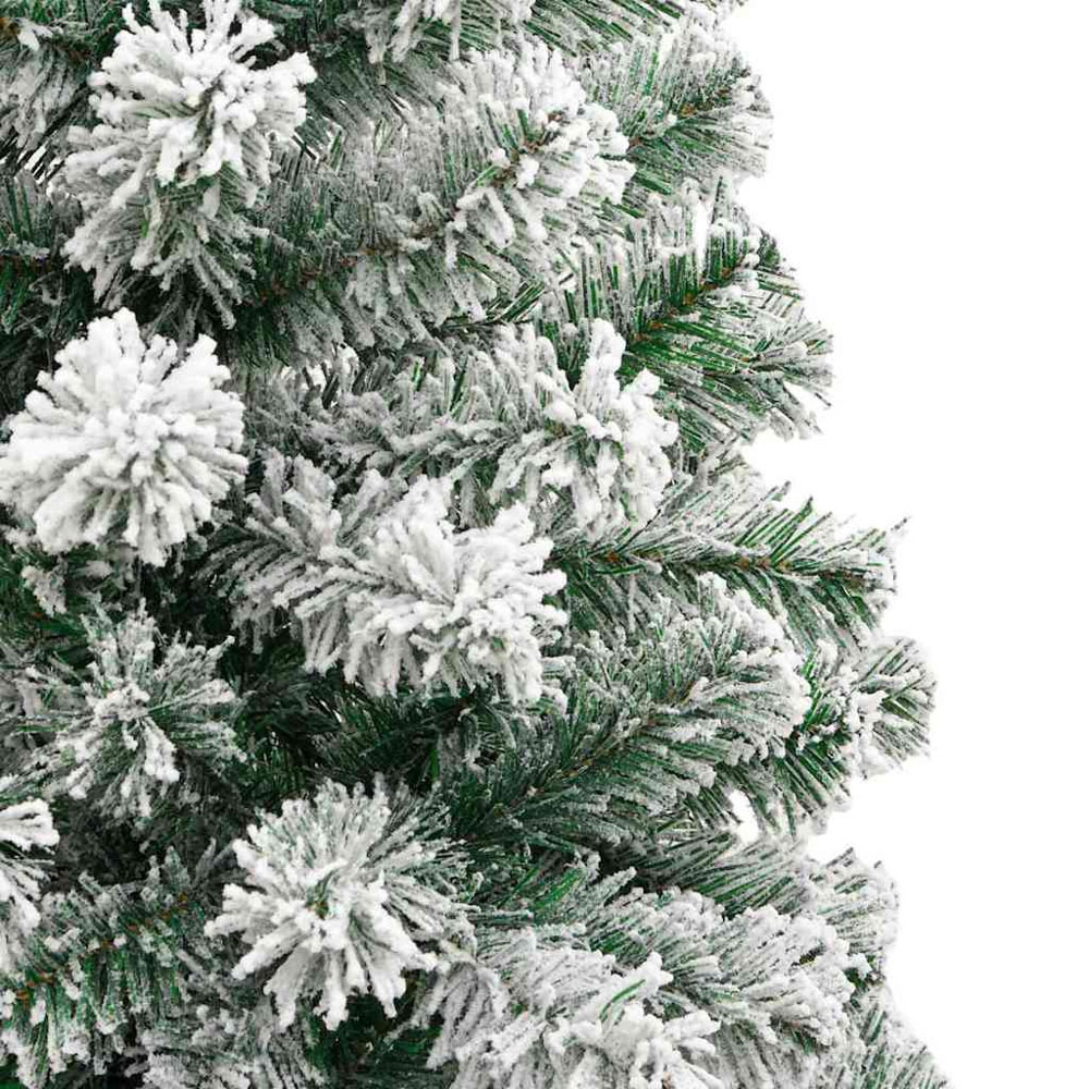vidaXL Pre-Lit Warm White LED and Black Baubles Snow Flocked Artificial Christmas Tree 7ft Image 7