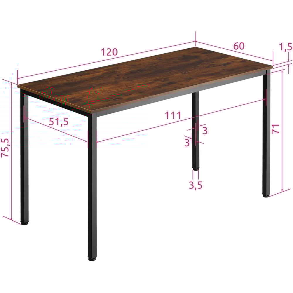 tectake Vanport Dark Wood Desk Image 7