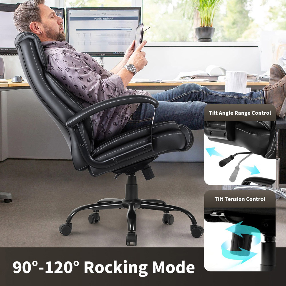 Costway Black PU Leather Executive Office Chair Image 4