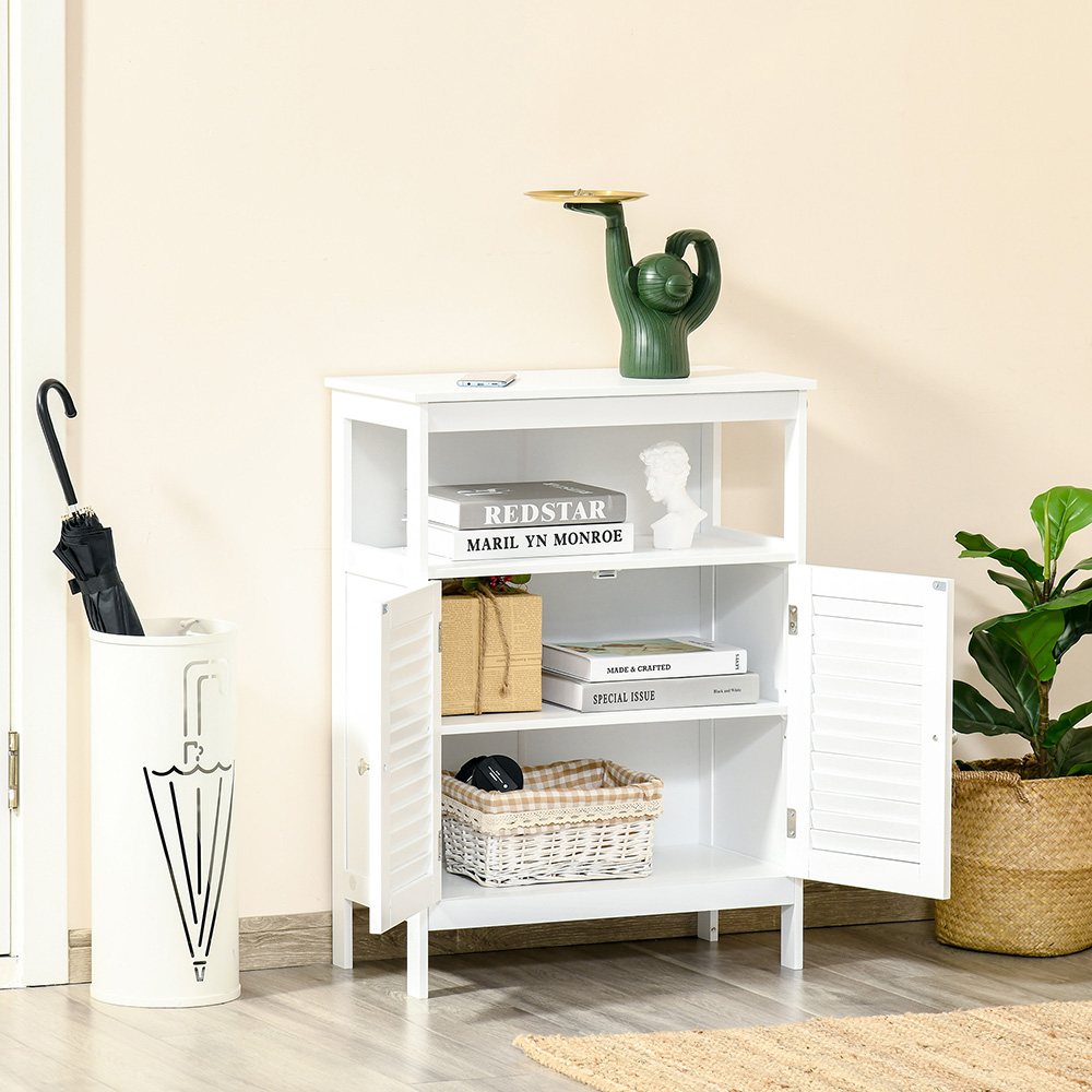 Kleankin White 2 Door 3 Shelf Floor Cabinet Image 5