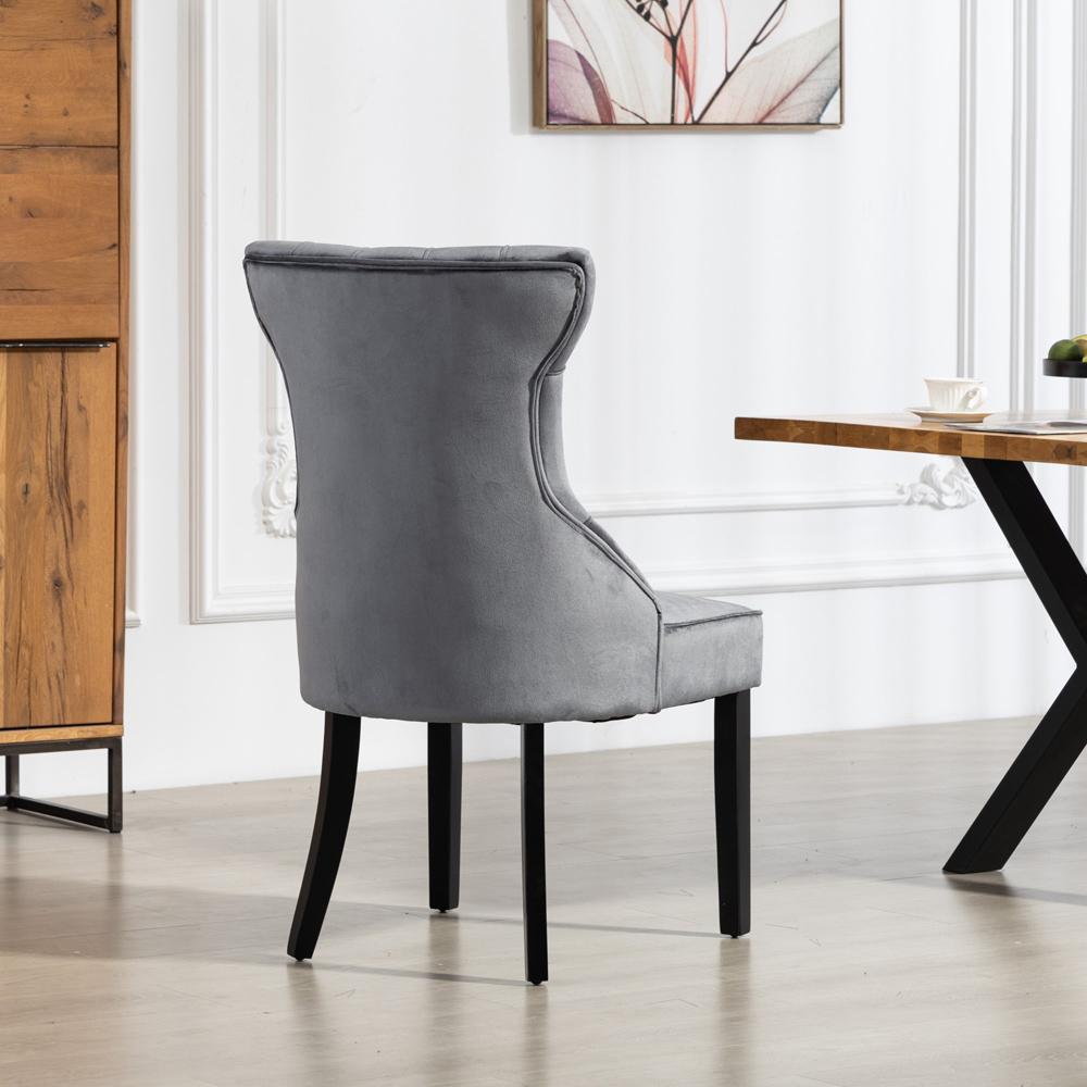 Artemis Home Genola Set of 2 Grey Velvet Fabric Dining Chair Image 4