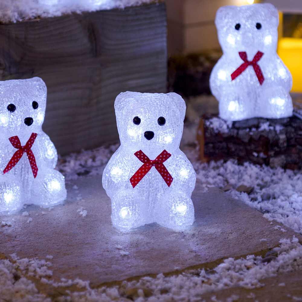 5 Piece Acrylic Bow Bear Decorations White Image 8