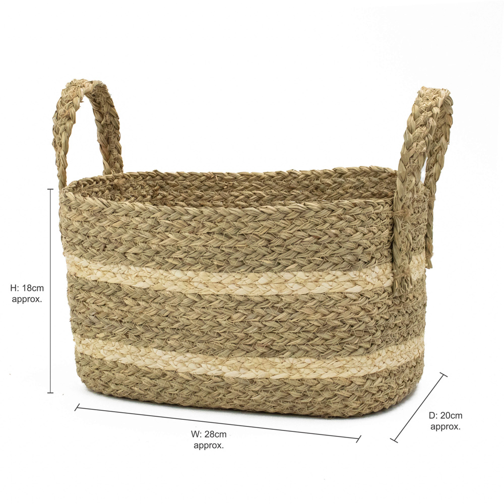 JVL Palma Medium Maize Natural Rectangular Storage Basket with Handle Image 7