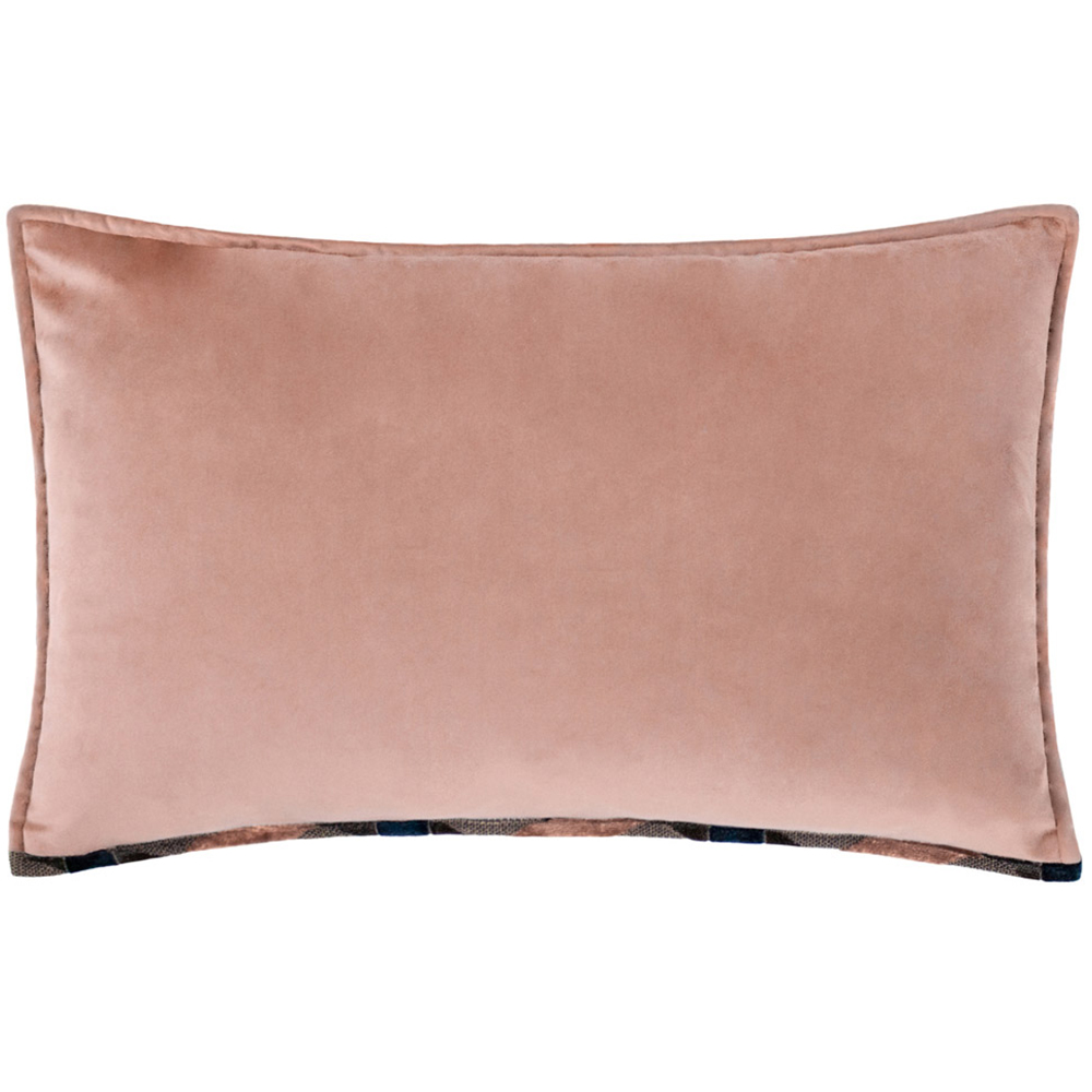 Paoletti Delano Blush and Navy Velvet Jacquard Cushion Image 3