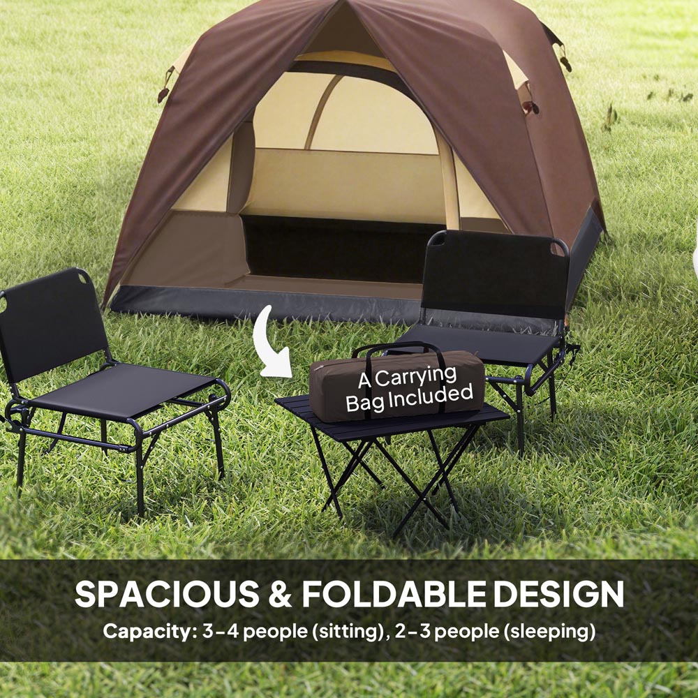 Outsunny 3-4 Person Brown Waterproof Camping Tent Image 5