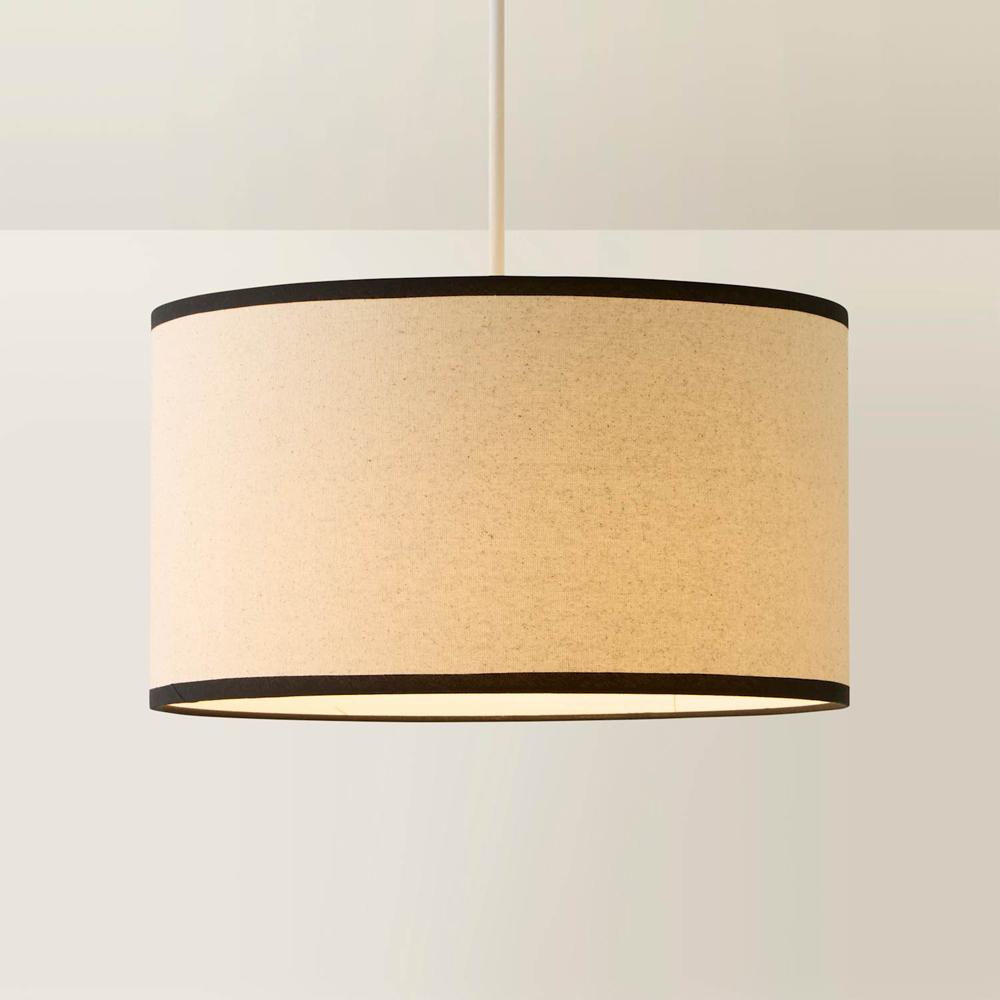 ValueLights Eva Linen Medium Drum Shade with Black Trim Image 5